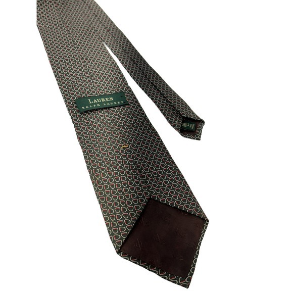 Lauren Ralph Lauren Other - Lauren‎ Ralph Lauren Tie 100%Silk Green With Geometric Pattern Italy - EUC